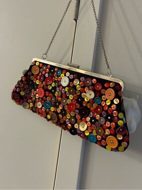 Button Embellished Evening Clutch